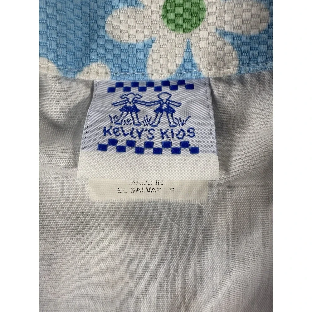 Vintage Y2K Kelly's Kids Girls 10 Daisy Floral A-Line Skirt Blue White Green 90s